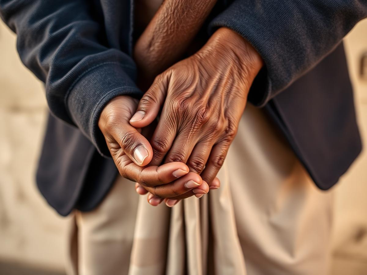 A caregiver gently holding the hands of an elderly resident